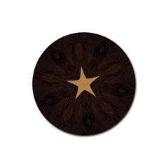 Rustic Elegant Brown Christmas Star Design Rubber Round Coaster (4 Pack)  by yoursparklingshop