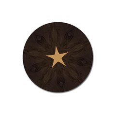 Rustic Elegant Brown Christmas Star Design Magnet 3  (round) by yoursparklingshop