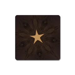 Rustic Elegant Brown Christmas Star Design Square Magnet by yoursparklingshop