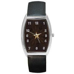 Rustic Elegant Brown Christmas Star Design Barrel Style Metal Watch by yoursparklingshop