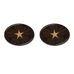 Rustic Elegant Brown Christmas Star Design Cufflinks (oval) by yoursparklingshop