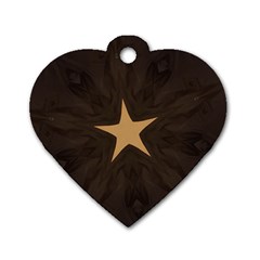 Rustic Elegant Brown Christmas Star Design Dog Tag Heart (one Side) by yoursparklingshop