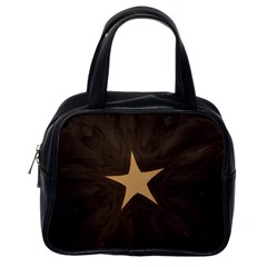 Rustic Elegant Brown Christmas Star Design Classic Handbags (one Side) by yoursparklingshop