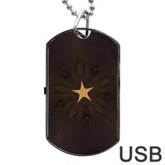 Rustic Elegant Brown Christmas Star Design Dog Tag Usb Flash (one Side) by yoursparklingshop