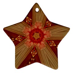 Red Star Ribbon Elegant Kaleidoscopic Design Ornament (star) by yoursparklingshop