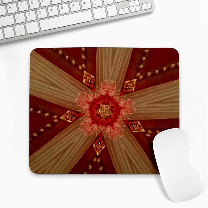 Red Star Ribbon Elegant Kaleidoscopic Design Large Mousepads