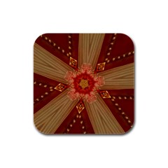 Red Star Ribbon Elegant Kaleidoscopic Design Rubber Square Coaster (4 Pack)  by yoursparklingshop