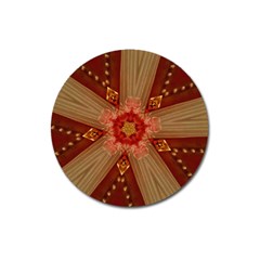 Red Star Ribbon Elegant Kaleidoscopic Design Magnet 3  (round) by yoursparklingshop