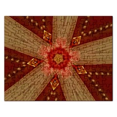 Red Star Ribbon Elegant Kaleidoscopic Design Rectangular Jigsaw Puzzl by yoursparklingshop