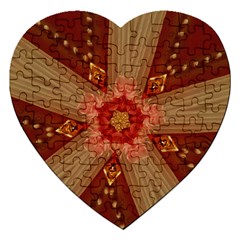 Red Star Ribbon Elegant Kaleidoscopic Design Jigsaw Puzzle (heart) by yoursparklingshop