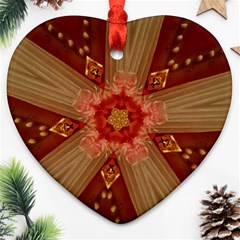 Red Star Ribbon Elegant Kaleidoscopic Design Heart Ornament (two Sides) by yoursparklingshop