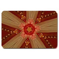 Red Star Ribbon Elegant Kaleidoscopic Design Large Doormat  by yoursparklingshop