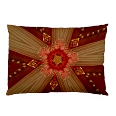 Red Star Ribbon Elegant Kaleidoscopic Design Pillow Case by yoursparklingshop