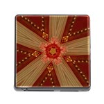 Red Star Ribbon Elegant Kaleidoscopic Design Memory Card Reader (Square) Front