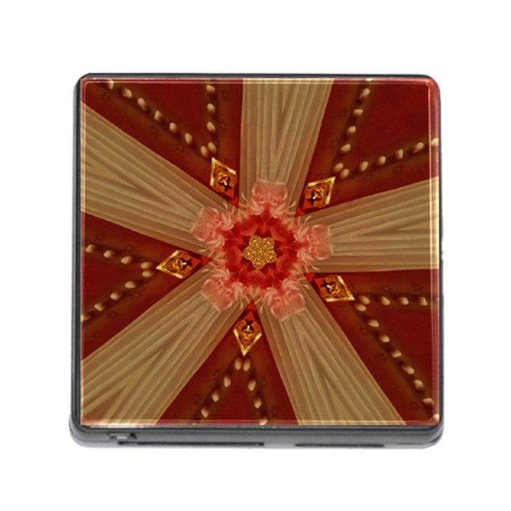 Red Star Ribbon Elegant Kaleidoscopic Design Memory Card Reader (Square)