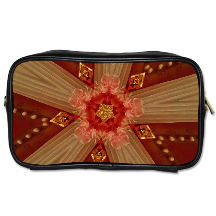 Red Star Ribbon Elegant Kaleidoscopic Design Toiletries Bags