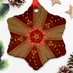 Red Star Ribbon Elegant Kaleidoscopic Design Snowflake Ornament (two Sides) by yoursparklingshop