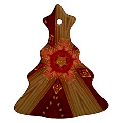 Red Star Ribbon Elegant Kaleidoscopic Design Christmas Tree Ornament (two Sides) by yoursparklingshop