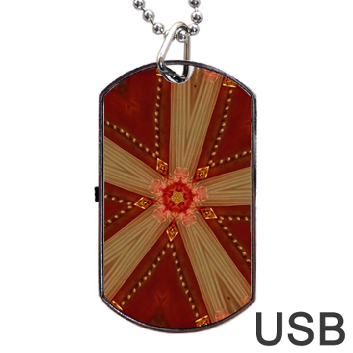 Red Star Ribbon Elegant Kaleidoscopic Design Dog Tag USB Flash (Two Sides)