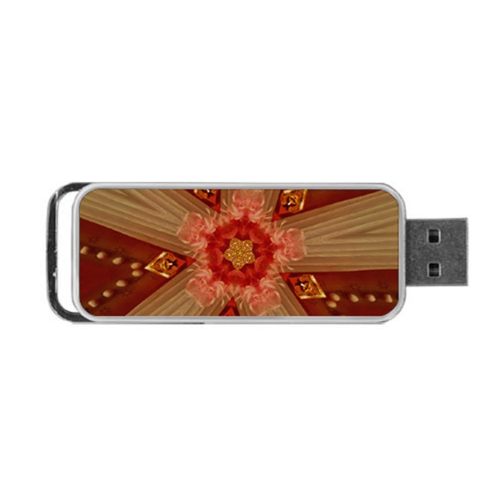 Red Star Ribbon Elegant Kaleidoscopic Design Portable USB Flash (One Side)