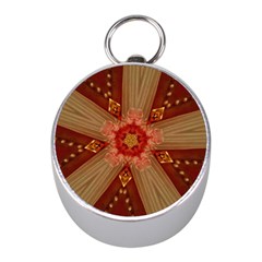 Red Star Ribbon Elegant Kaleidoscopic Design Mini Silver Compasses by yoursparklingshop