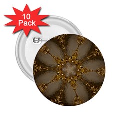 Golden Flower Star Floral Kaleidoscopic Design 2 25  Buttons (10 Pack)  by yoursparklingshop