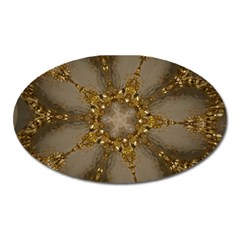 Golden Flower Star Floral Kaleidoscopic Design Oval Magnet by yoursparklingshop