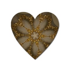 Golden Flower Star Floral Kaleidoscopic Design Heart Magnet by yoursparklingshop