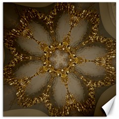 Golden Flower Star Floral Kaleidoscopic Design Canvas 16  X 16   by yoursparklingshop