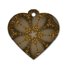 Golden Flower Star Floral Kaleidoscopic Design Dog Tag Heart (one Side) by yoursparklingshop