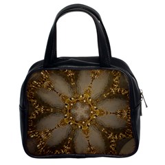 Golden Flower Star Floral Kaleidoscopic Design Classic Handbags (2 Sides) by yoursparklingshop