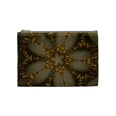 Golden Flower Star Floral Kaleidoscopic Design Cosmetic Bag (medium)  by yoursparklingshop