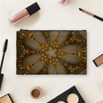 Golden Flower Star Floral Kaleidoscopic Design Cosmetic Bag (Medium)  Front