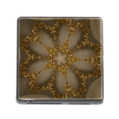 Golden Flower Star Floral Kaleidoscopic Design Memory Card Reader (square) by yoursparklingshop