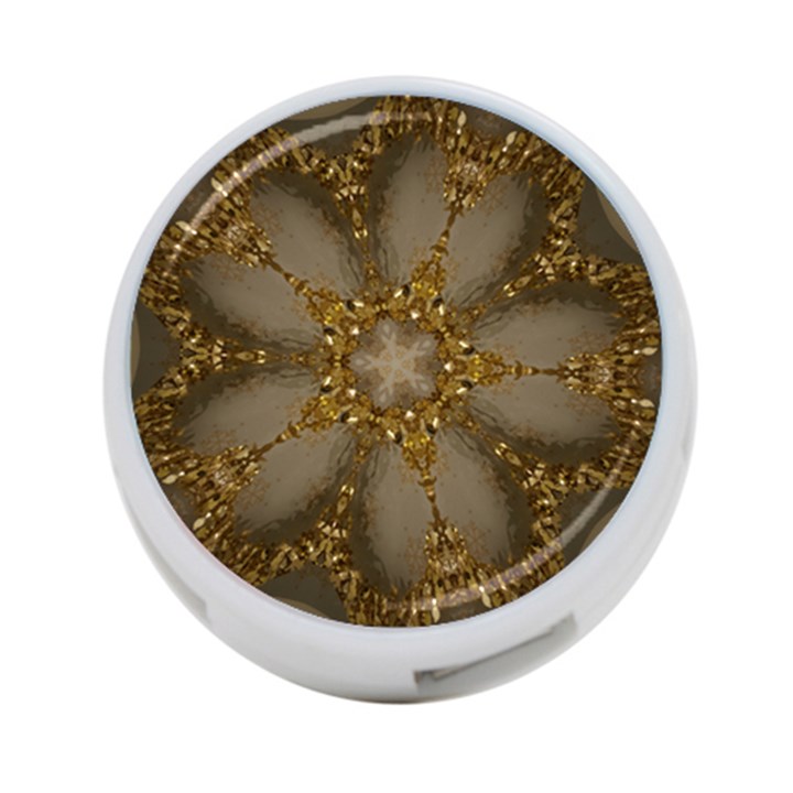 Golden Flower Star Floral Kaleidoscopic Design 4-Port USB Hub (Two Sides) 