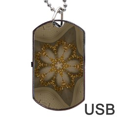 Golden Flower Star Floral Kaleidoscopic Design Dog Tag Usb Flash (one Side) by yoursparklingshop