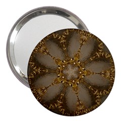 Golden Flower Star Floral Kaleidoscopic Design 3  Handbag Mirrors