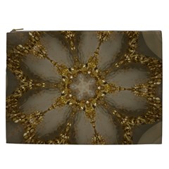 Golden Flower Star Floral Kaleidoscopic Design Cosmetic Bag (xxl)  by yoursparklingshop