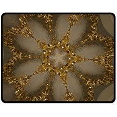 Golden Flower Star Floral Kaleidoscopic Design Double Sided Fleece Blanket (medium)  by yoursparklingshop