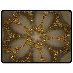 Golden Flower Star Floral Kaleidoscopic Design Double Sided Fleece Blanket (large)  by yoursparklingshop