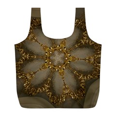 Golden Flower Star Floral Kaleidoscopic Design Full Print Recycle Bags (l)  by yoursparklingshop