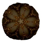 Golden Flower Star Floral Kaleidoscopic Design Large 18  Premium Flano Round Cushions Back