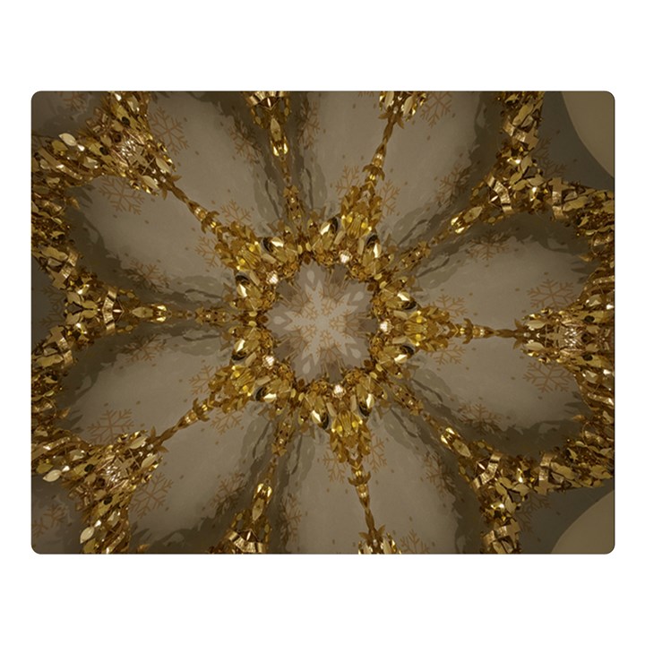 Golden Flower Star Floral Kaleidoscopic Design Double Sided Flano Blanket (Large) 