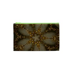 Golden Flower Star Floral Kaleidoscopic Design Cosmetic Bag (xs) by yoursparklingshop