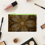 Golden Flower Star Floral Kaleidoscopic Design Cosmetic Bag (XS) Front