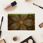 Golden Flower Star Floral Kaleidoscopic Design Cosmetic Bag (XS) Back