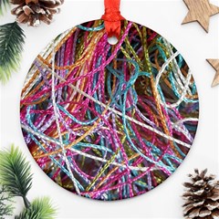 Funny Colorful Yarn Pattern Round Ornament (two Sides) by yoursparklingshop