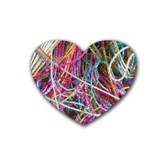 Funny Colorful Yarn Pattern Heart Coaster (4 Pack)  by yoursparklingshop