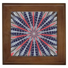 Red White Blue Kaleidoscopic Star Flower Design Framed Tiles by yoursparklingshop