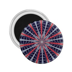 Red White Blue Kaleidoscopic Star Flower Design 2.25  Magnets